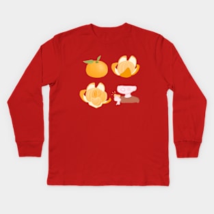 Cute mandarin orange illustration Kids Long Sleeve T-Shirt